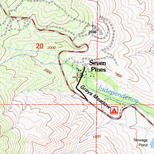 Topographic Map of Seven Pines, CA