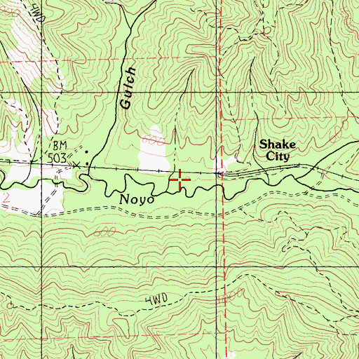 Topographic Map of Shake City, CA