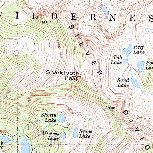 Topographic Map of Sharktooth Peak, CA