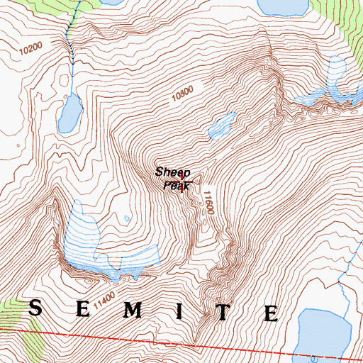 Topographic Map of Sheep Peak, CA