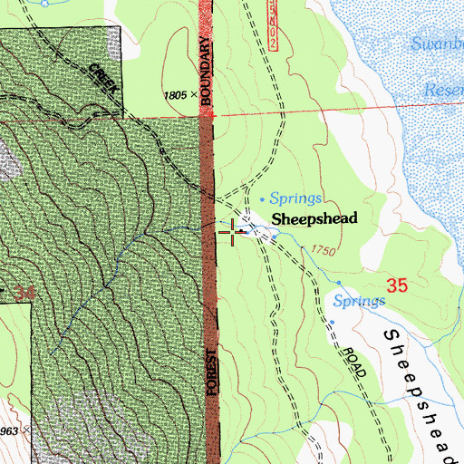 Topographic Map of Sheepshead, CA