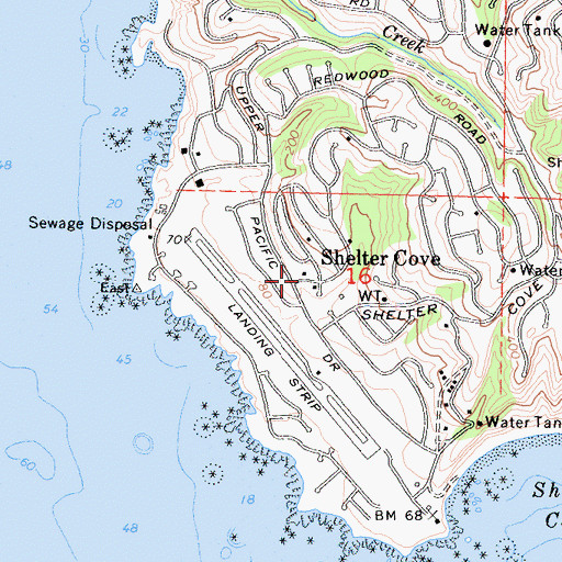 Topographic Map of Shelter Cove, CA