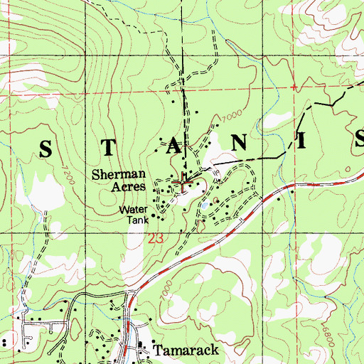 Topographic Map of Sherman Acres, CA