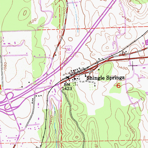 Topographic Map of Shingle Springs, CA