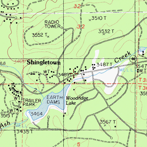 Topographic Map of Shingletown, CA