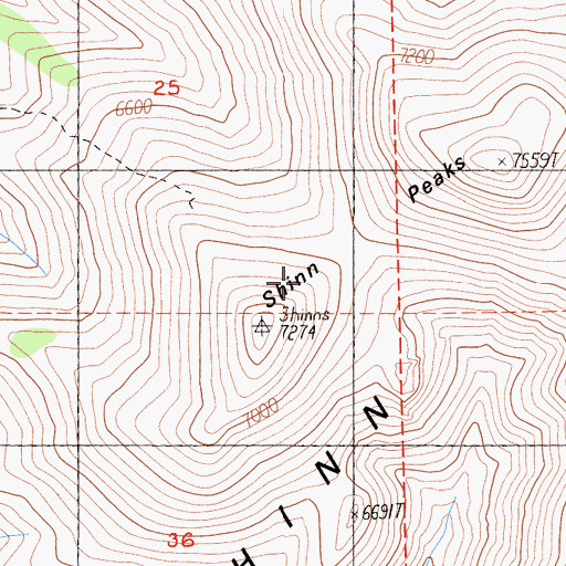 Topographic Map of Shinn Peaks, CA