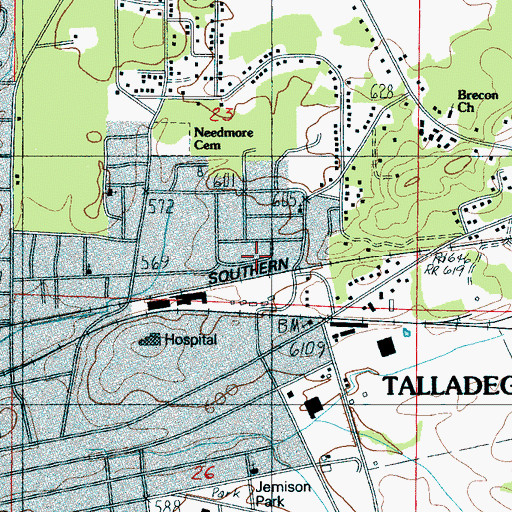 Topographic Map of Talladega Division, AL