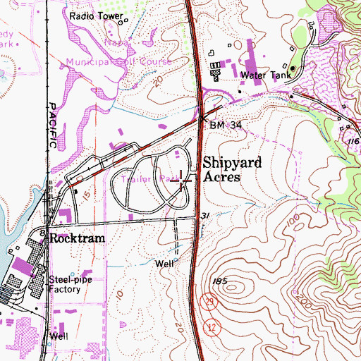 Topographic Map of Shipyard Acres, CA