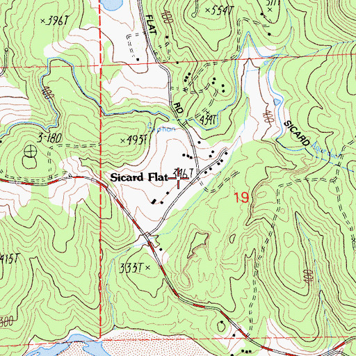 Topographic Map of Sicard Flat, CA