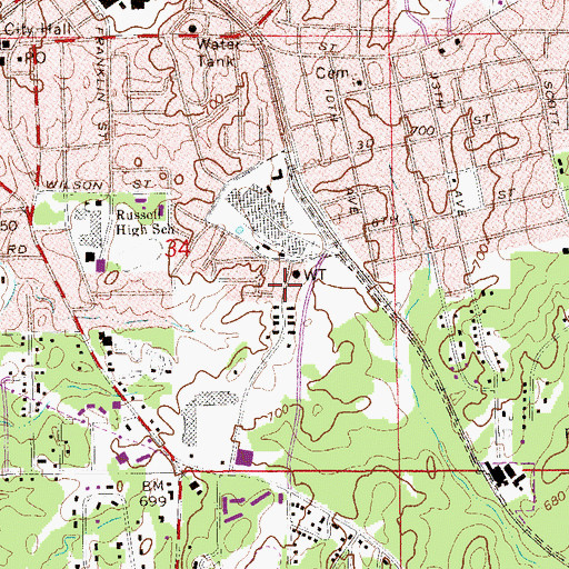Topographic Map of Alexander City Division, AL
