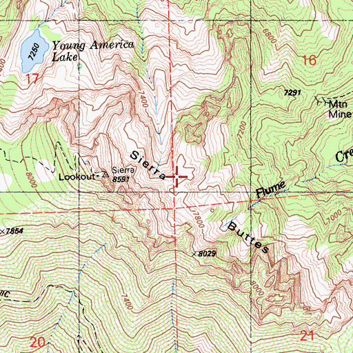 Topographic Map of Sierra Buttes, CA