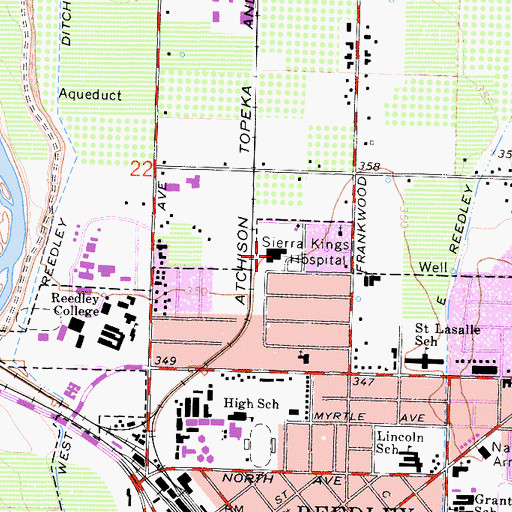 Topographic Map of Sierra Kings District Hospital, CA