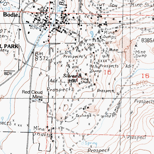Topographic Map of Silver Hill, CA