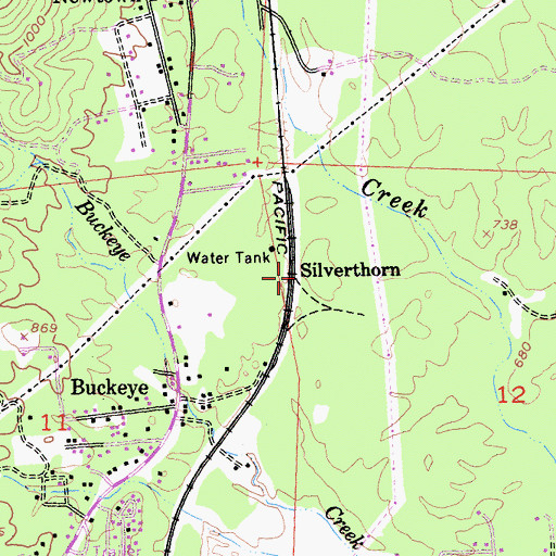 Topographic Map of Silverthorn, CA