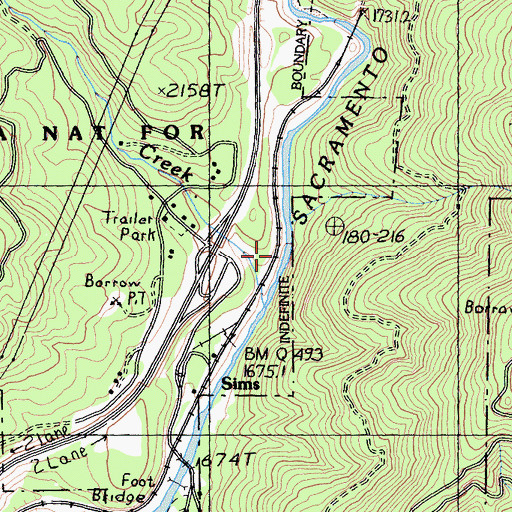 Topographic Map of Sims, CA