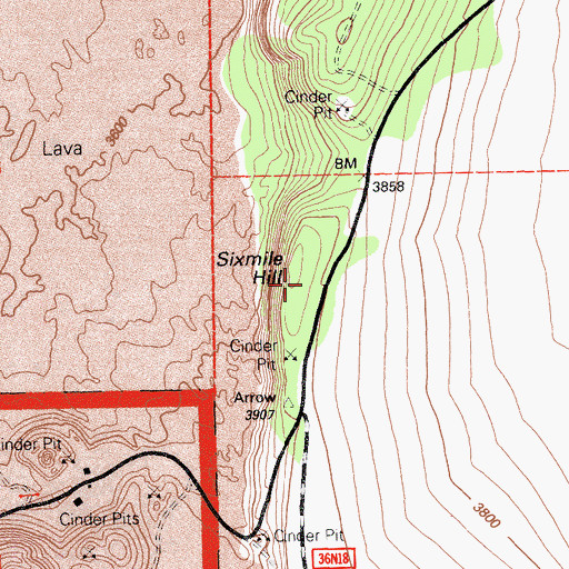 Topographic Map of Sixmile Hill, CA