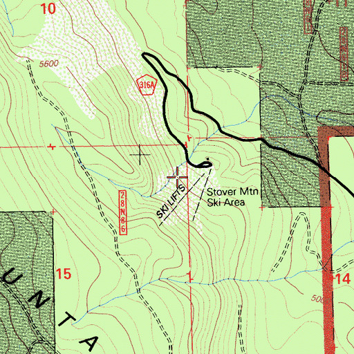 Topographic Map of Ski Hill, CA