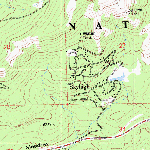 Topographic Map of Skyhigh, CA