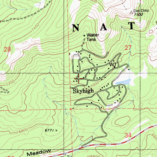 Topographic Map of Skyhigh, CA