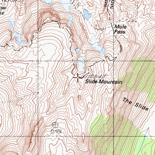 Topographic Map of Slide Mountain, CA