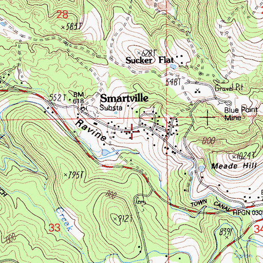 Topographic Map of Smartsville, CA
