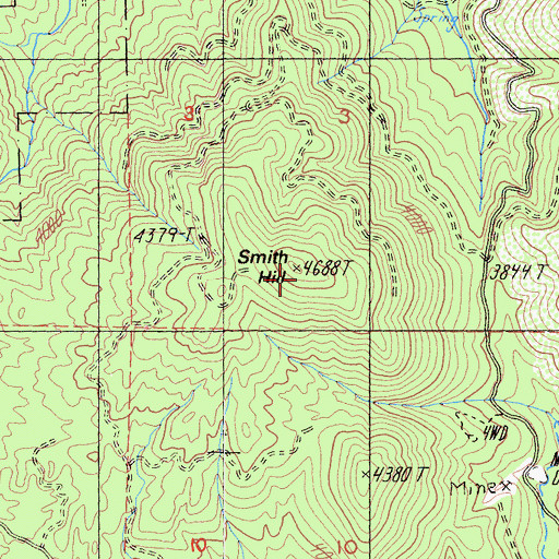 Topographic Map of Smith Hill, CA