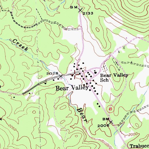 Topographic Map of Bear Valley, CA