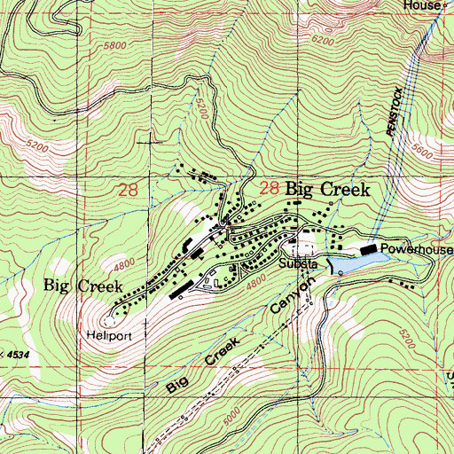 Topographic Map of Big Creek, CA