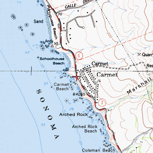 Topographic Map of Carmet, CA