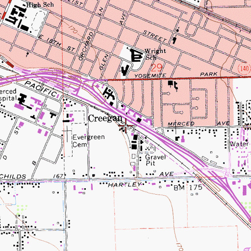 Topographic Map of Creegan, CA