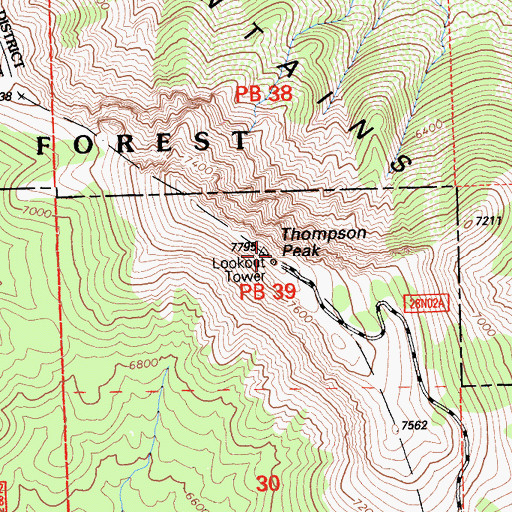 Topographic Map of Diamond Mountains, CA