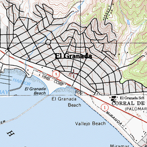 Topographic Map of El Granada, CA