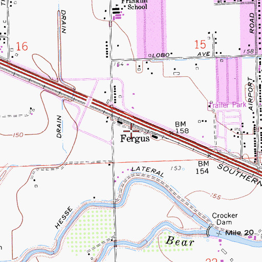 Topographic Map of Fergus, CA