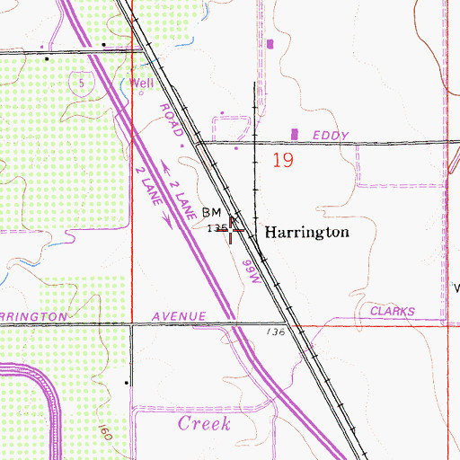 Topographic Map of Harrington, CA