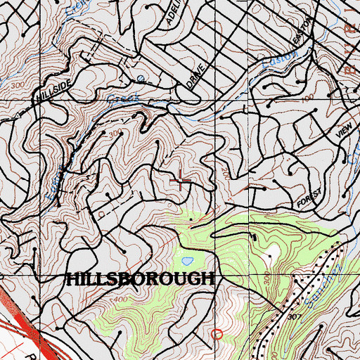 Topographic Map of Hillsborough, CA