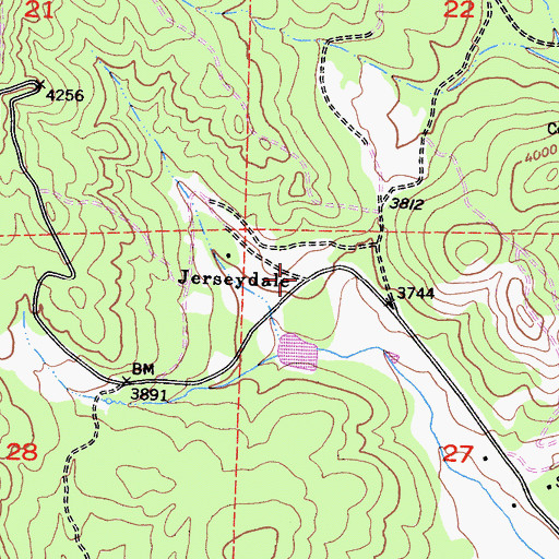 Topographic Map of Jerseydale, CA