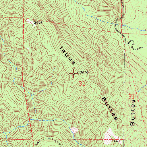 Topographic Map of Laqua Buttes, CA
