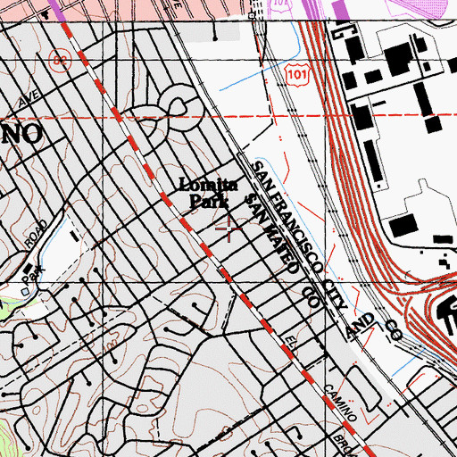 Topographic Map of Lomita Park, CA