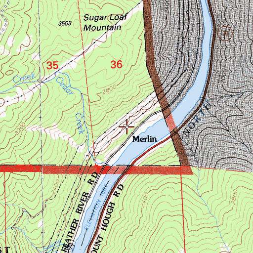 Topographic Map of Merlin, CA