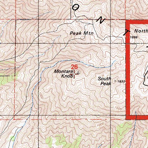 Topographic Map of Montara Knob, CA