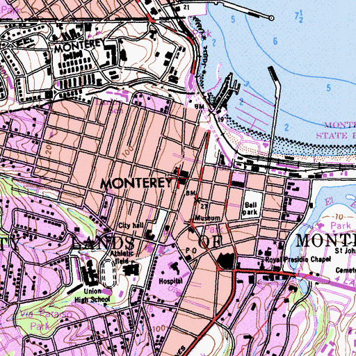 Topographic Map of Monterey, CA