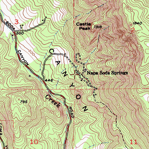 Topographic Map of Napa Soda Springs, CA