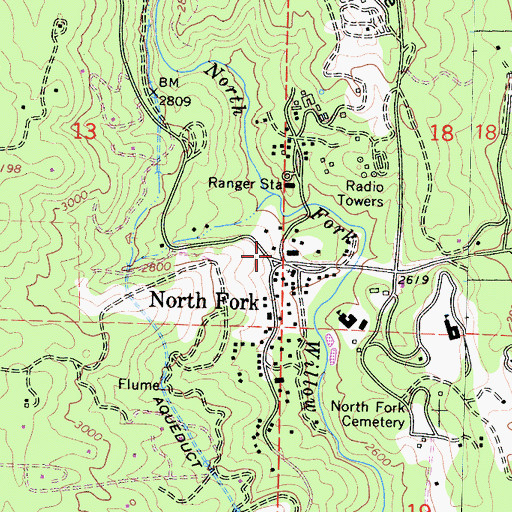 Topographic Map of North Fork, CA