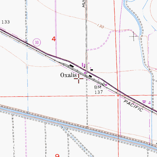 Topographic Map of Oxalis, CA