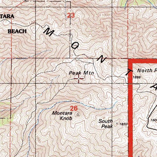 Topographic Map of Peak Mountain, CA