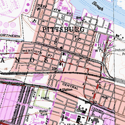 Topographic Map of Pittsburg, CA