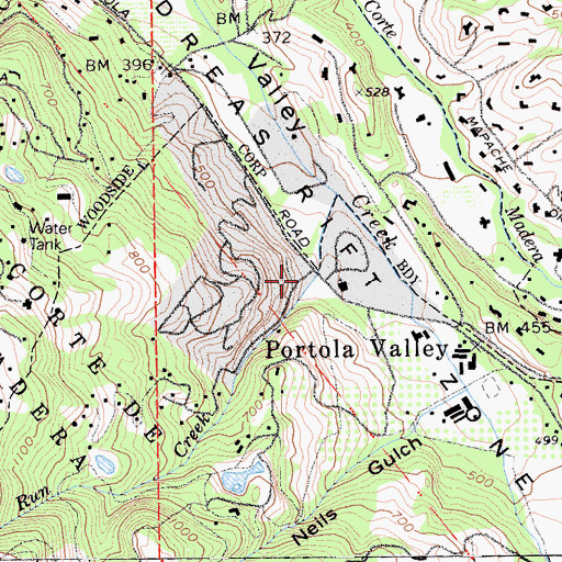 Topographic Map of Portola Valley, CA