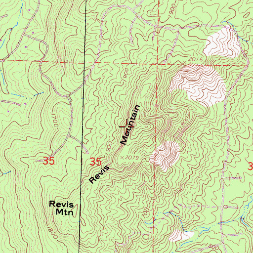 Topographic Map of Revis Mountain, CA