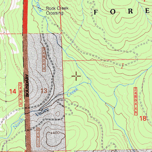 Topographic Map of Rock Creek Crossing, CA