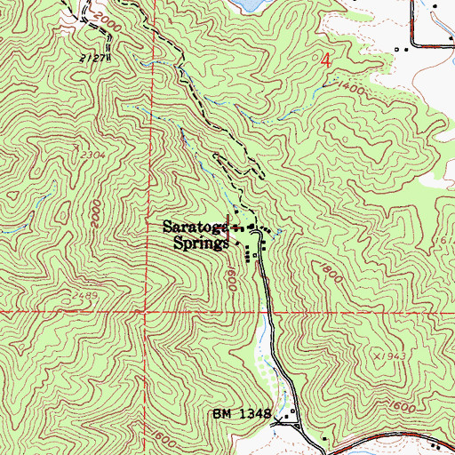 Topographic Map of Saratoga Springs, CA